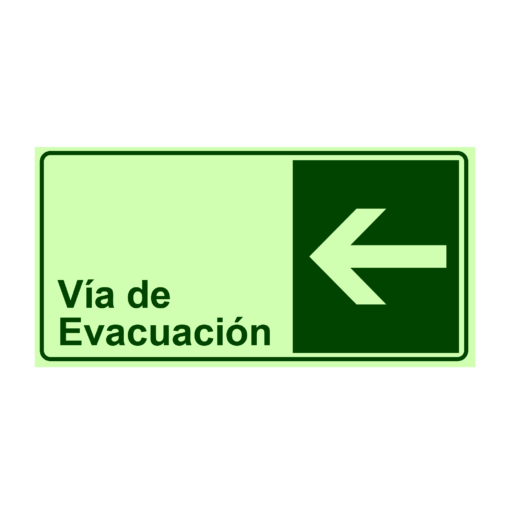 Letrero Fotoluminiscente Vía de Evacuación Flecha Izquierda