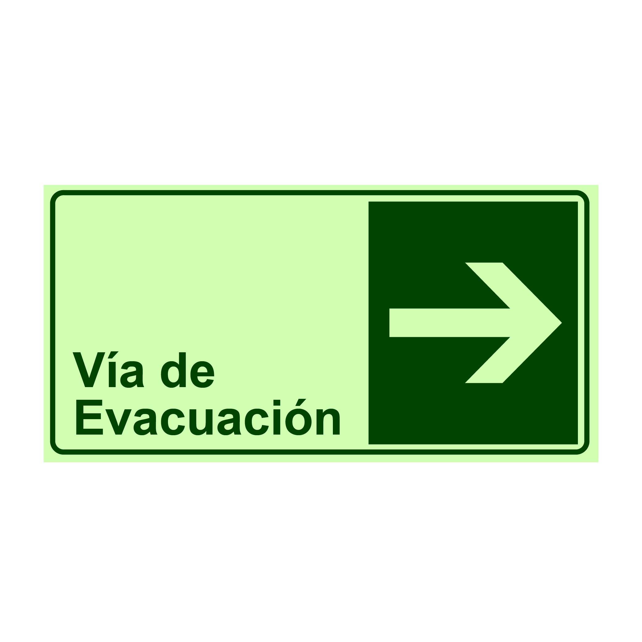 Letrero Fotoluminiscente Vía de Evacuación Flecha Derecha