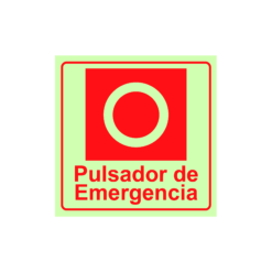 Letrero Fotoluminiscente Pulsador de Emergencia Cuadrada