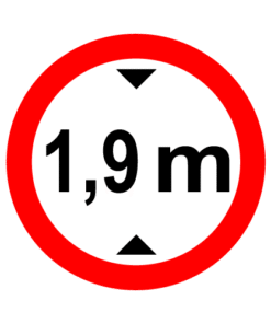 Letrero vial y de tránsito Letrero Tránsito Reglamentaria Altura Máxima Permitida 1.9 Metros fabricado por Letreros Caperuso.