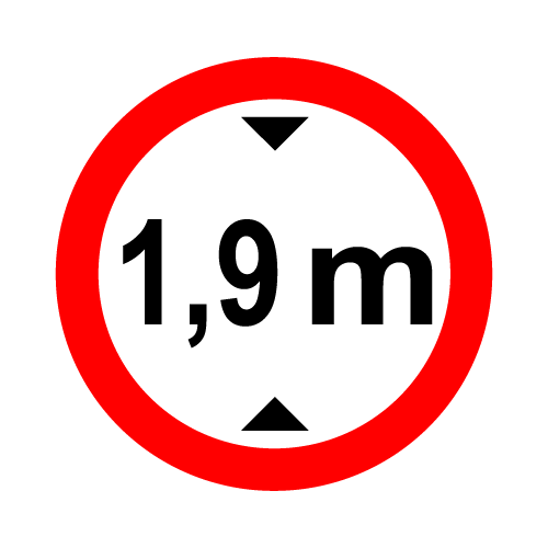 Letrero vial y de tránsito Letrero Tránsito Reglamentaria Altura Máxima Permitida 1.9 Metros fabricado por Letreros Caperuso.