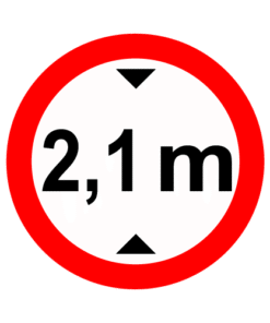 Letrero vial y de tránsito Letrero Tránsito Reglamentaria Altura Máxima Permitida 2.1 Metros fabricado por Letreros Caperuso.