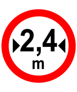 Letrero vial y de tránsito Letrero Tránsito Reglamentaria Ancho Máximo Permitido 2.4 Metros fabricado por Letreros Caperuso.