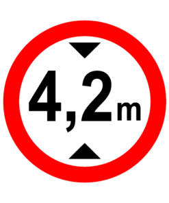 Letrero vial y de tránsito Letrero Tránsito Reglamentaria Altura Máxima Permitida 4.2 Metros fabricado por Letreros Caperuso.