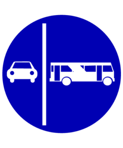 Letrero vial y de tránsito Letrero Tránsito Reglamentaria Vía Segregada Buses y Autos fabricado por Letreros Caperuso.