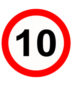 Letrero vial y de tránsito Letrero Tránsito Reglamentaria Velocidad Máxima 10 km/h fabricado por Letreros Caperuso.