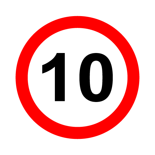 Letrero vial y de tránsito Letrero Tránsito Reglamentaria Velocidad Máxima 10 km/h fabricado por Letreros Caperuso.
