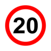 Letrero vial y de tránsito Letrero Tránsito Reglamentaria Velocidad Máxima 20 km/h fabricado por Letreros Caperuso.