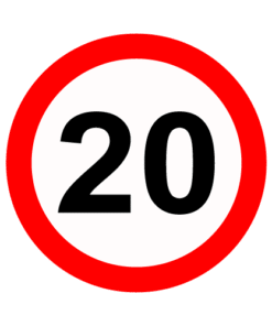Letrero vial y de tránsito Letrero Tránsito Reglamentaria Velocidad Máxima 20 km/h fabricado por Letreros Caperuso.