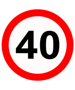 Letrero vial y de tránsito Letrero Tránsito Reglamentaria Velocidad Máxima 40 km/h fabricado por Letreros Caperuso.