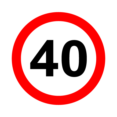 Letrero vial y de tránsito Letrero Tránsito Reglamentaria Velocidad Máxima 40 km/h fabricado por Letreros Caperuso.