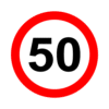 Letrero vial y de tránsito Letrero Tránsito Reglamentaria Velocidad Máxima 50 km/h fabricado por Letreros Caperuso.