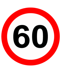 Letrero vial y de tránsito Letrero Tránsito Reglamentaria Velocidad Máxima 60 km/h fabricado por Letreros Caperuso.