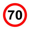 Letrero vial y de tránsito Letrero Tránsito Reglamentaria Velocidad Máxima 70 km/h fabricado por Letreros Caperuso.
