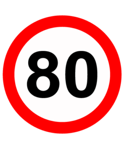 Letrero vial y de tránsito Letrero Tránsito Reglamentaria Velocidad Máxima 80 km/h fabricado por Letreros Caperuso.