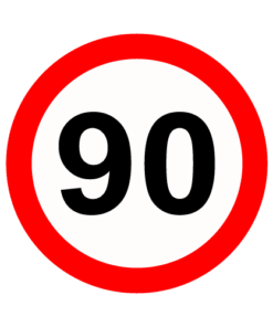 Letrero vial y de tránsito Letrero Tránsito Reglamentaria Velocidad Máxima 90 km/h fabricado por Letreros Caperuso.