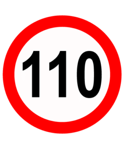 Letrero vial y de tránsito Letrero Tránsito Reglamentaria Velocidad Máxima 110 km/h fabricado por Letreros Caperuso.