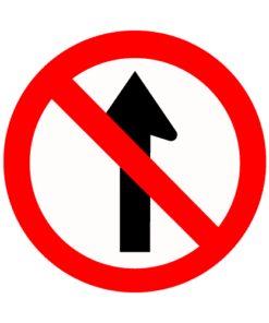 Letrero vial y de tránsito Letrero Tránsito Reglamentaria Prohibido Seguir de Frente fabricado por Letreros Caperuso.