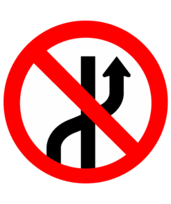 Letrero vial y de tránsito Letrero Tránsito Reglamentaria Prohibido Cambiar de Pista fabricado por Letreros Caperuso.