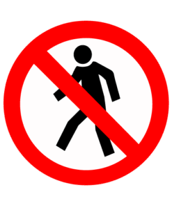 Letrero vial y de tránsito Letrero Tránsito Reglamentaria Prohibición de Peatones fabricado por Letreros Caperuso.