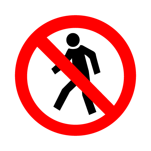 Letrero vial y de tránsito Letrero Tránsito Reglamentaria Prohibición de Peatones fabricado por Letreros Caperuso.