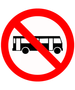Letrero vial y de tránsito Letrero Tránsito Reglamentaria Prohibición de Buses fabricado por Letreros Caperuso.