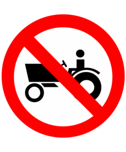 Letrero vial y de tránsito Letrero Tránsito Reglamentaria Prohibición de Maquinaria Agrícola fabricado por Letreros Caperuso.