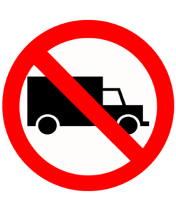 Letrero vial y de tránsito Letrero Tránsito Reglamentaria Prohibición de Camiones fabricado por Letreros Caperuso.