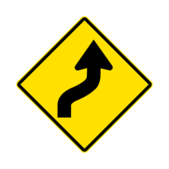 Letrero Tránsito Advertencia Curva y contracurva a la derecha