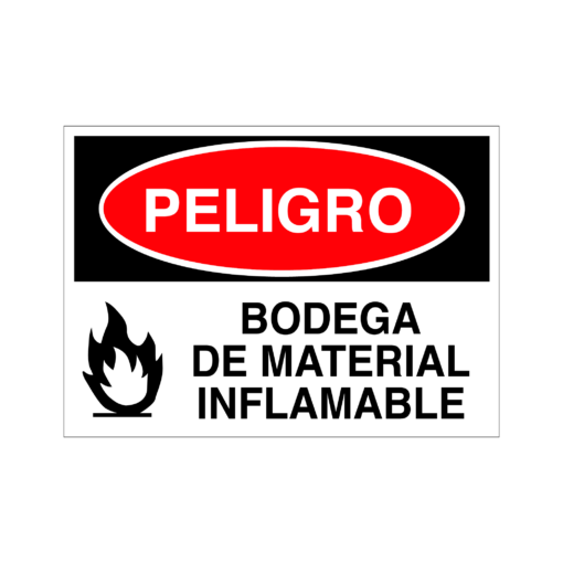 Letrero de Peligro Bodega de Material Inflamable