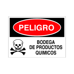 Letrero de Peligro Bodega de Productos Químicos