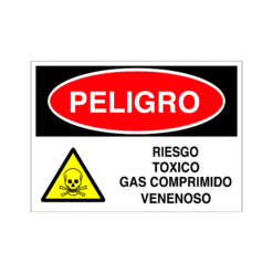 Letrero de Peligro Riesgo Toxico Gas Comprimido Venenoso