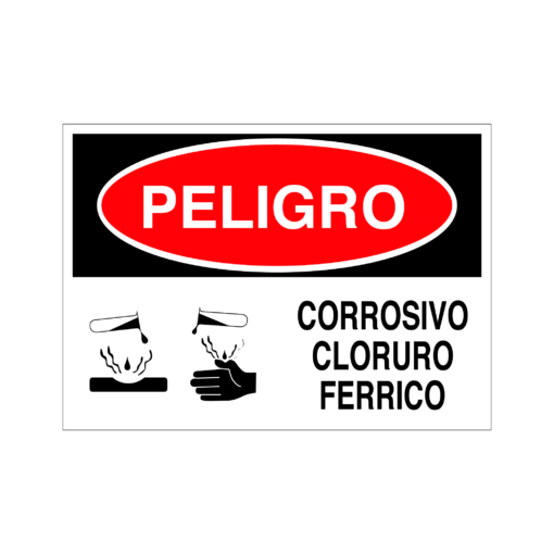 Letrero de Peligro Corrosivo Cloruro Férrico