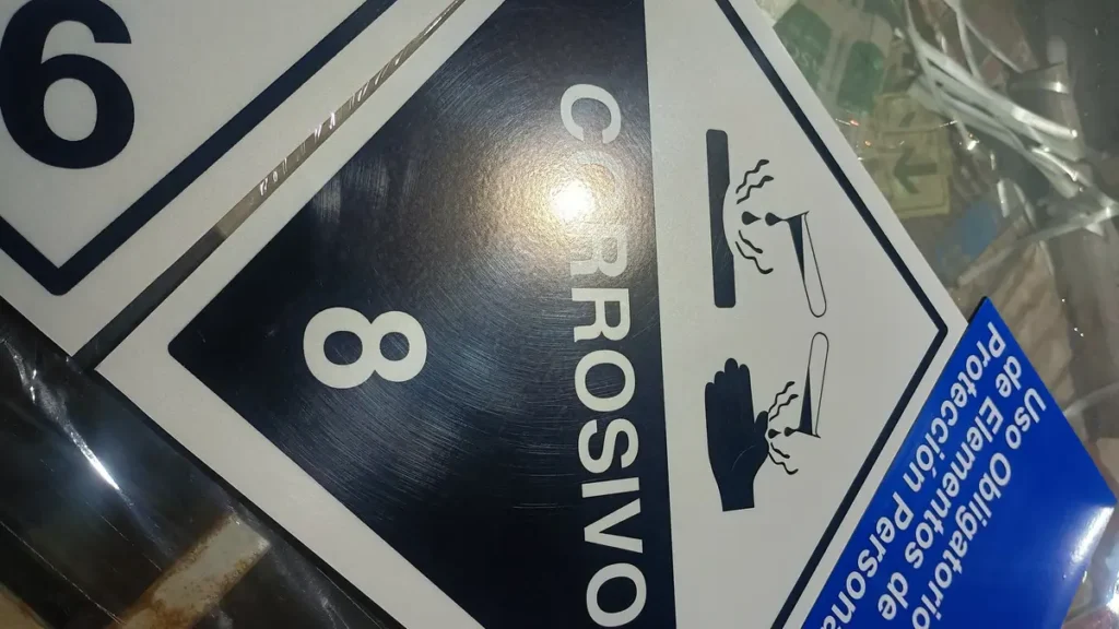 Señalización de sustancias peligrosas, tóxicas e inflamables grado industrial.
