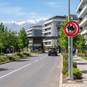 Letreros de velocidad máxima de 10 km/h y 20 km/h en Chile - Condominios y vías privadas