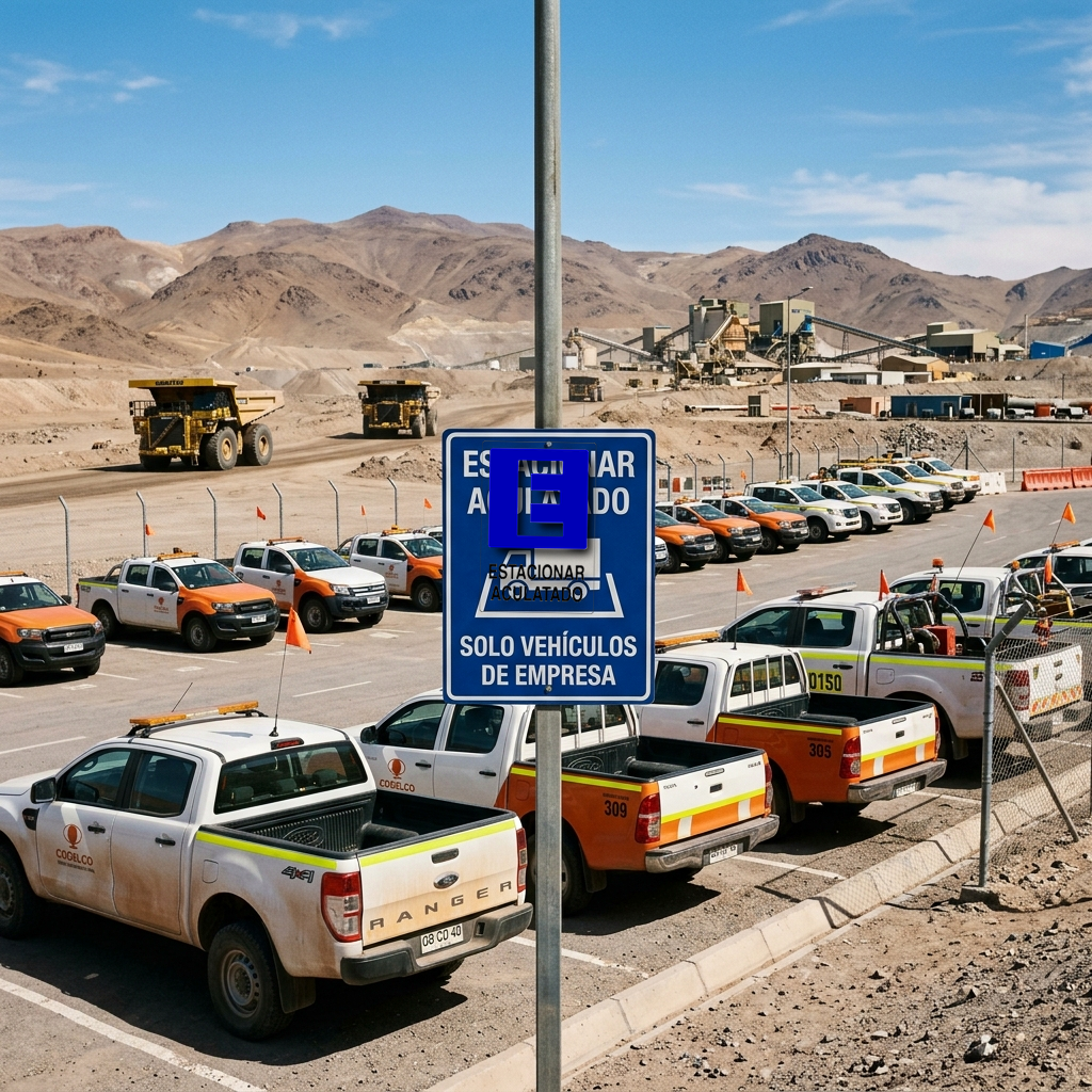 Señalización de Estacionar Aculatado en recintos industriales y mineros de Chile