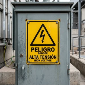Letrero de Peligro Alta Tension en Santiago de Chile