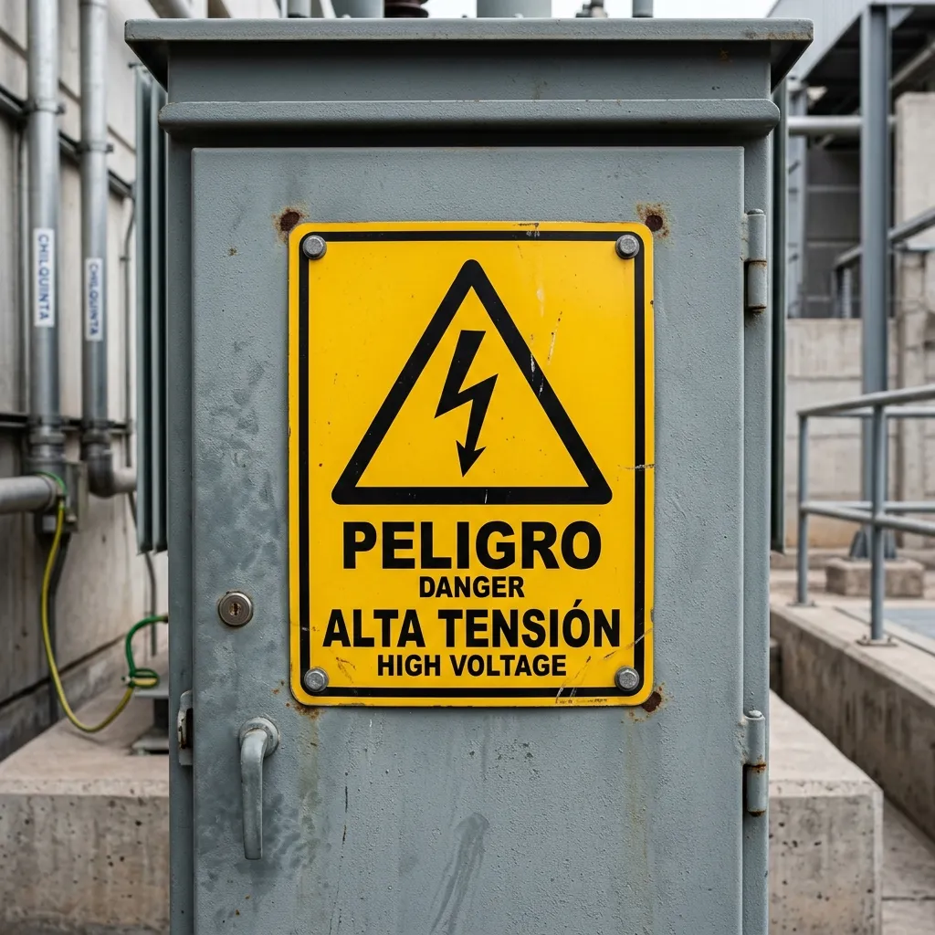 Letrero de Peligro Alta Tension en Santiago de Chile
