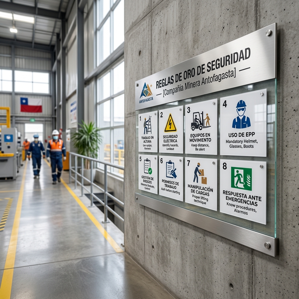 Letreros de reglas de oro obligatorios chile seguridad laboral empresas