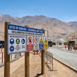 Señalización minería chile letreros sernageomin transito faena