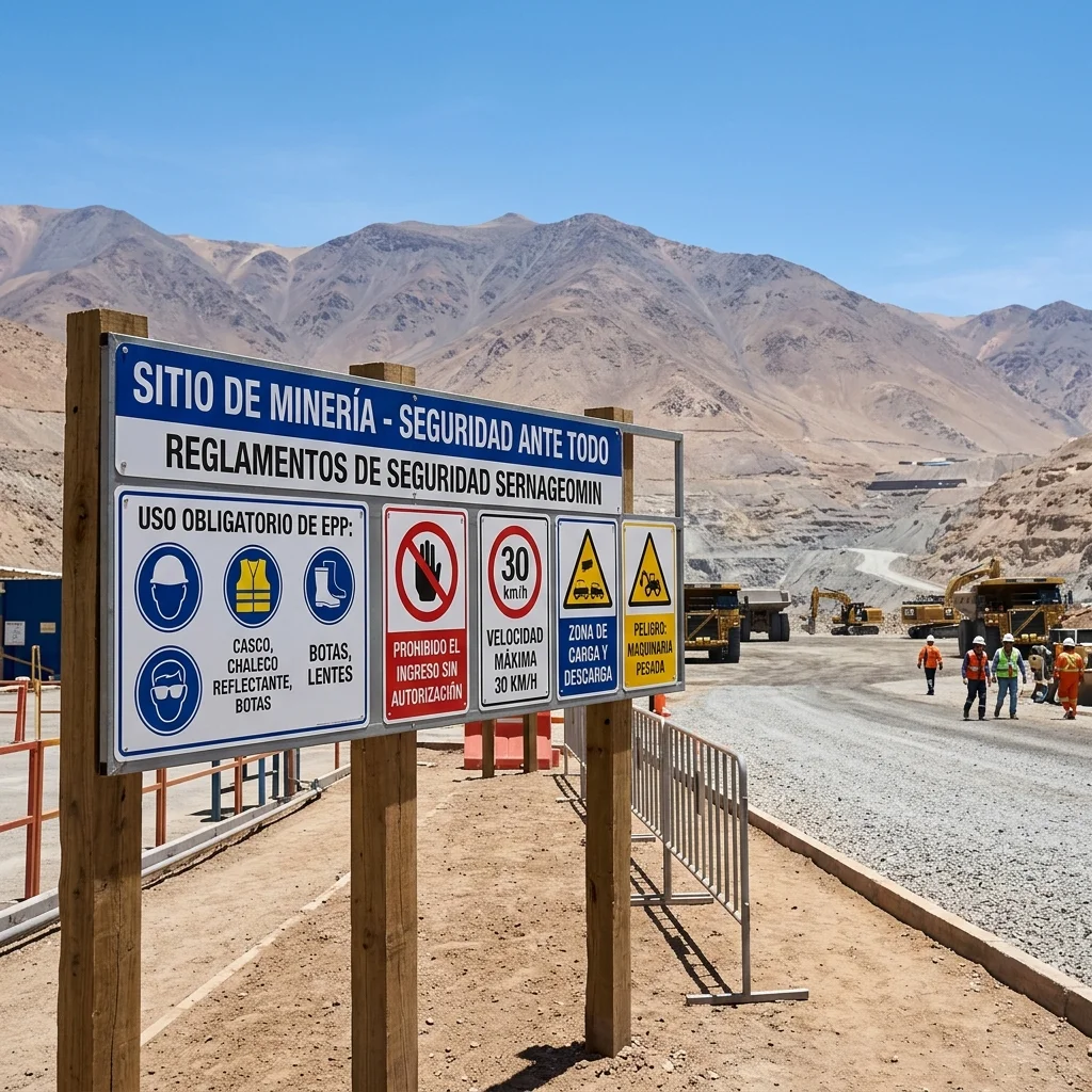 Señalización minería chile letreros sernageomin transito faena