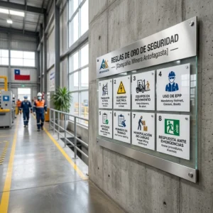 Letreros de reglas de oro obligatorios chile seguridad laboral empresas