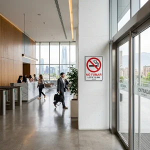 Letrero No Fumar - Señalética de obligatoria para locales comerciales y oficinas en Santiago fabricado por Letreros Caperuso