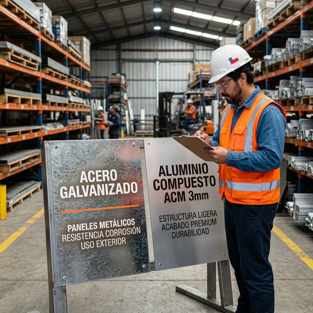 Comparativa Acero Galvanizado vs ACM aluminio compuesto para letreros industriales en Chile - Letreros Caperuso